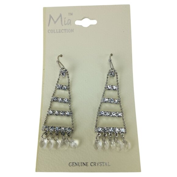 Mia Collection Costume Jewelry Genuine Crystal Dangle Earrings - Picture 1 of 7